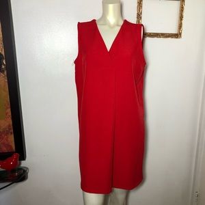 Red ASOS sleeveless Red Sheath Dress Size 10 Front Pleat sleeveless Loose Fit